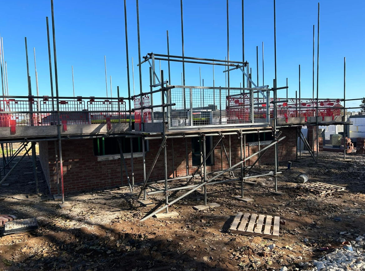Scaffolding on construction site, provided by BSafe