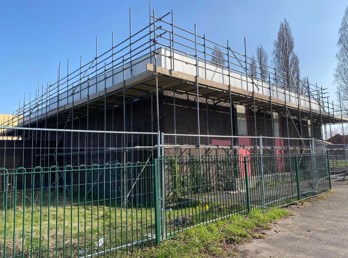 Front view of a Scaffolding project for BSafe