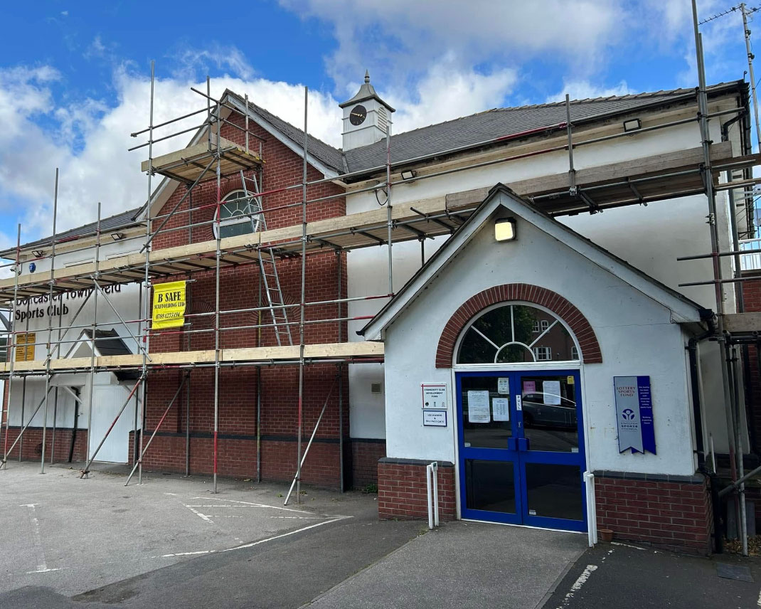 scaffolding on a sports club
